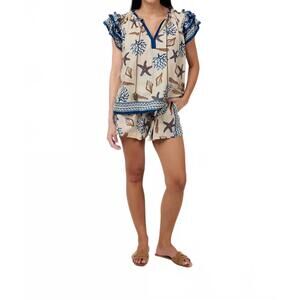 NEW OLLARI cove tropical blouse in under the sea